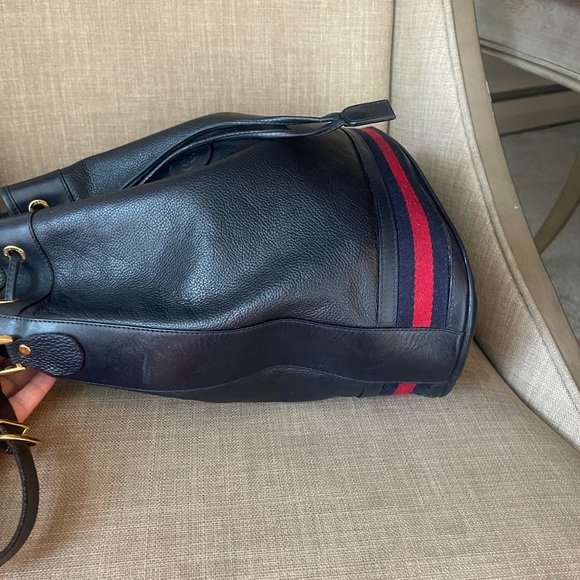Authentic Gucci v web sherry line leather drawstring bucket bag 001.084.… - Picture 3 of 16
